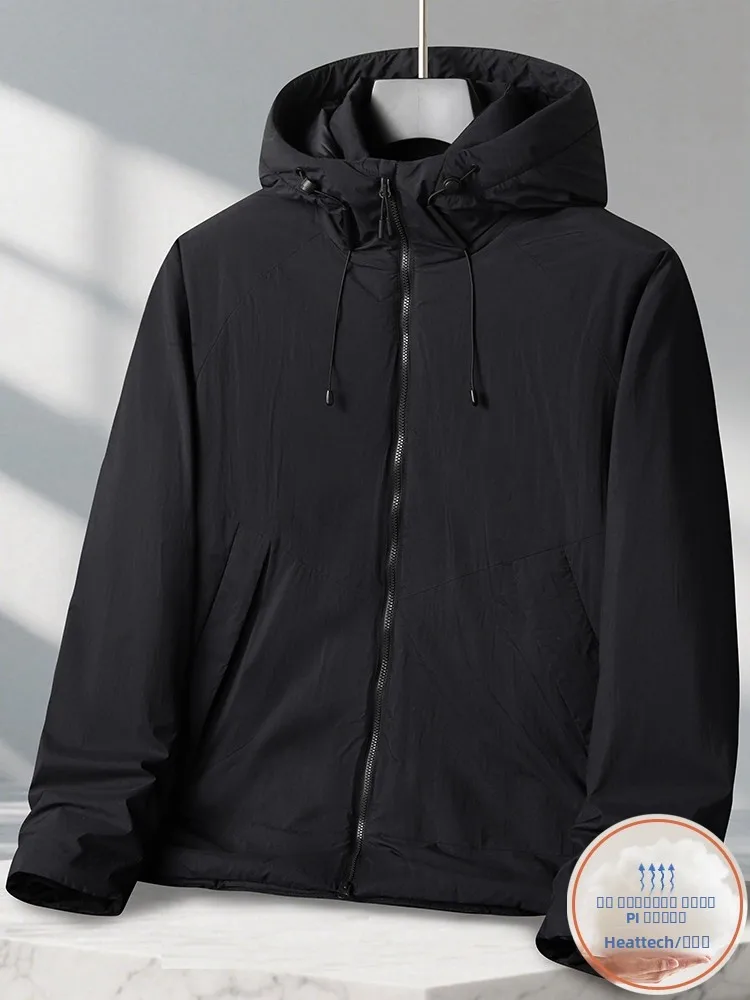 

Новая зимняя легкая хлопковая куртка с капюшоном для мужчин больших размеров, свободного кроя, повседневная, для полных людей, модная городская одежда 2025