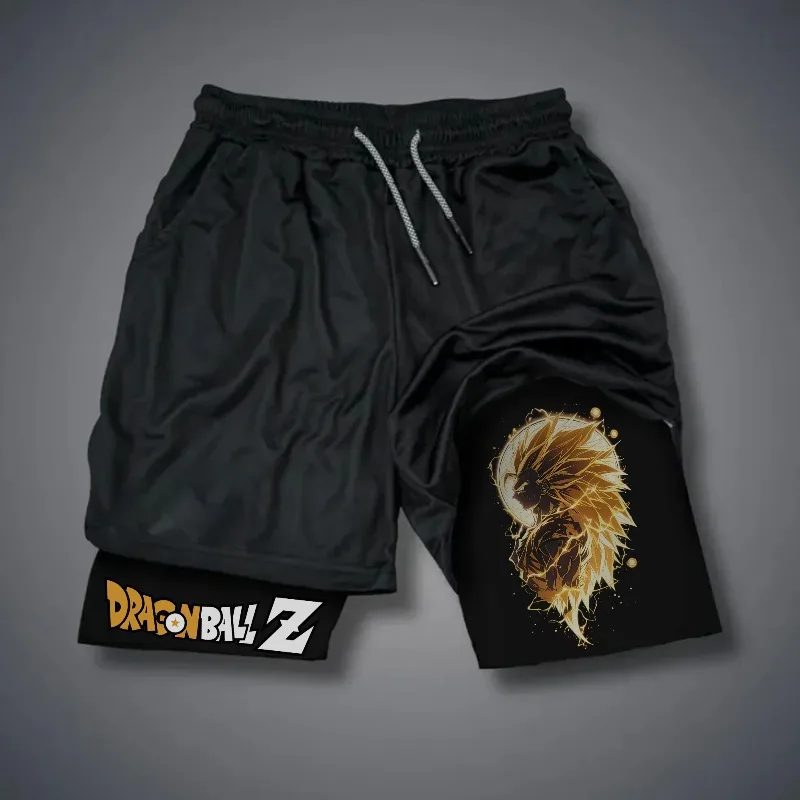 Dragon Ball New Collaboration Shorts for Men Super Saiyan Wukong Beijita, Anime Peripheral Printed Pants Trendy Mid Length Pants