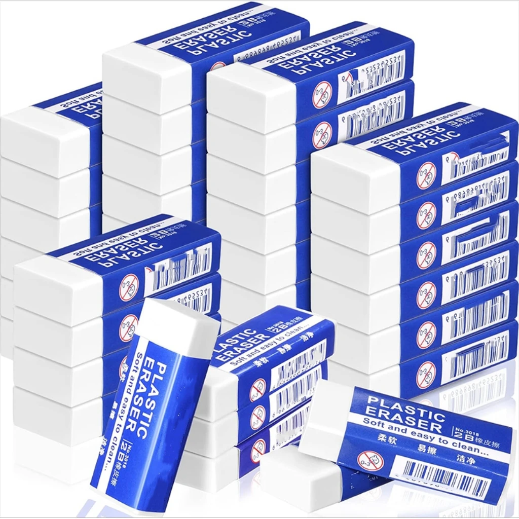 White PVC Erasers 10pcs, student drawing tools for school sketching, painting, art, home and office use