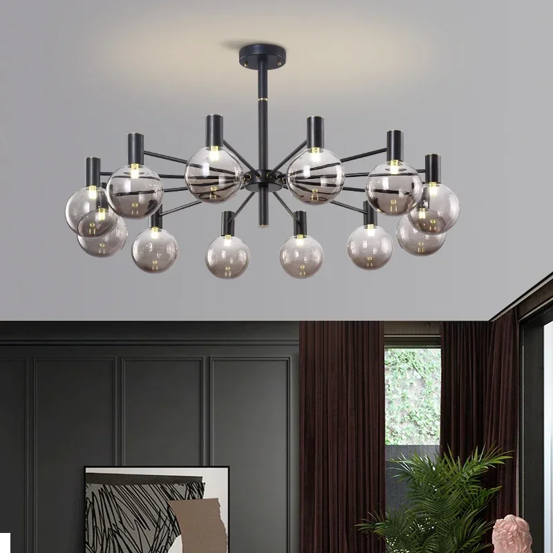 Nordic Simple Led Chandeliers for Living Dining Room Home Bedroom Black Gold Ceiling Pendant Lamps Glass Ball Lighting Fixtures