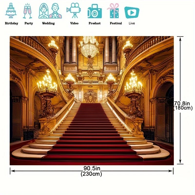 Red Carpet Palace Hollywood Ball decorated Beauty and the Beast Gorgeous Castle European birthday photography background banner