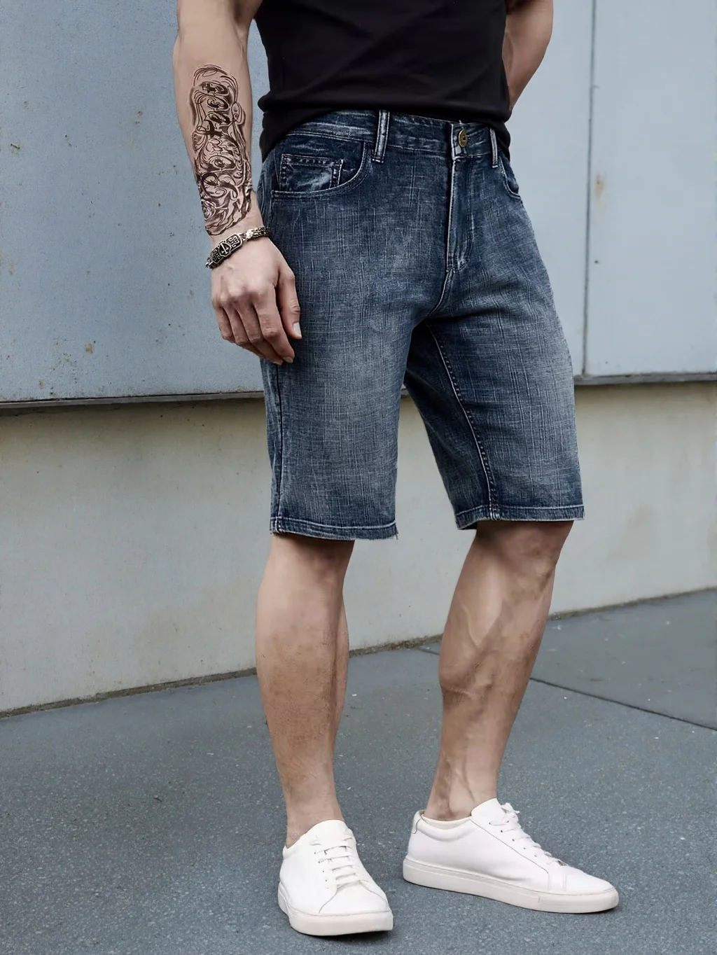 

2026 Summer Shorts Jeans Men Denim Pants Stretch Dark Blue Fashion Design Men's Jeans Slim Straight Male Short Jeans Hombre