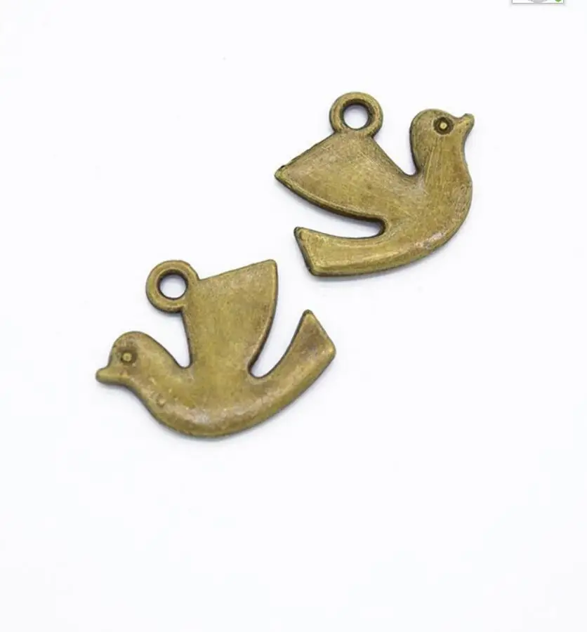 100pcs Charms Peace Dove Onlive 15*13mm Antique Tibetan Pendant Findings Accessories DIY Vintage Choker Handmade Jewelry F0799
