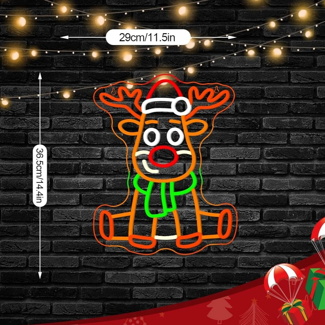 Christmas Deer Neon Sign LED Reindeer Neon Light for Holiday Home Christmas Party Winter Festival Party Decor Gift USB Dimmable