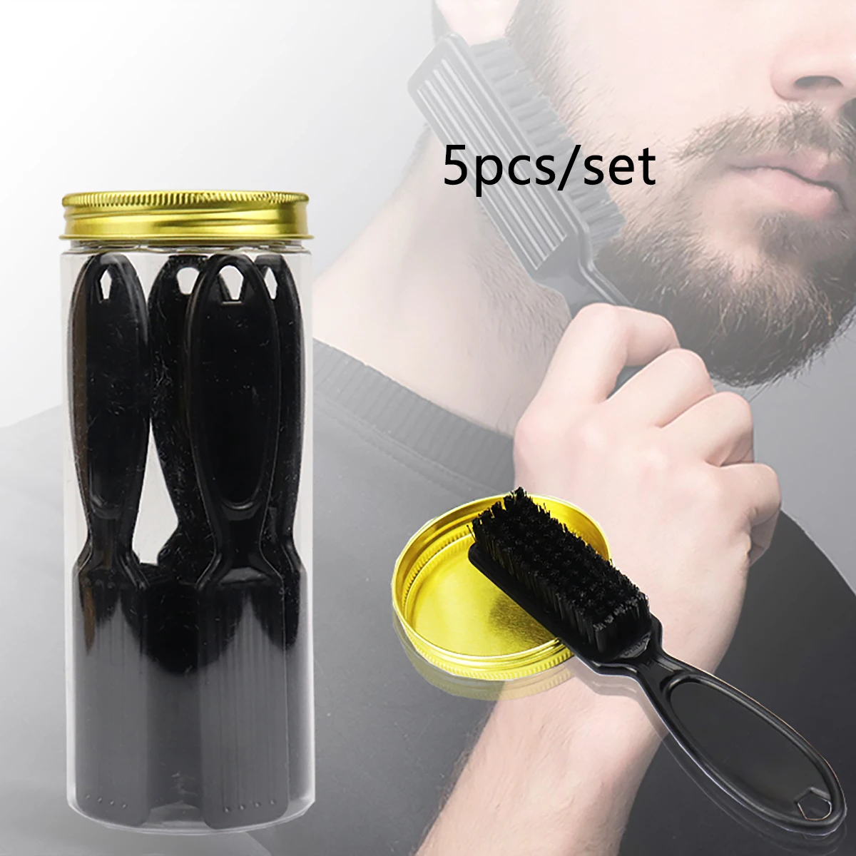 

5pcs/set of canned vintage oil comb brush hair care and beard styling dual-purpose comb brush Special for real hair wigs