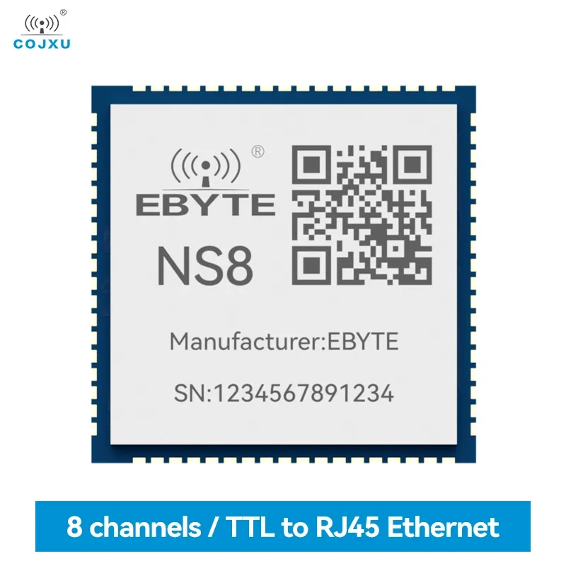 

Serial Port to Ethernet Module COJXU NS8 TTL Level to RJ45 Ethernet 8 Serial Ports Modbus TCP to RTU MQTT URAT SMD Module