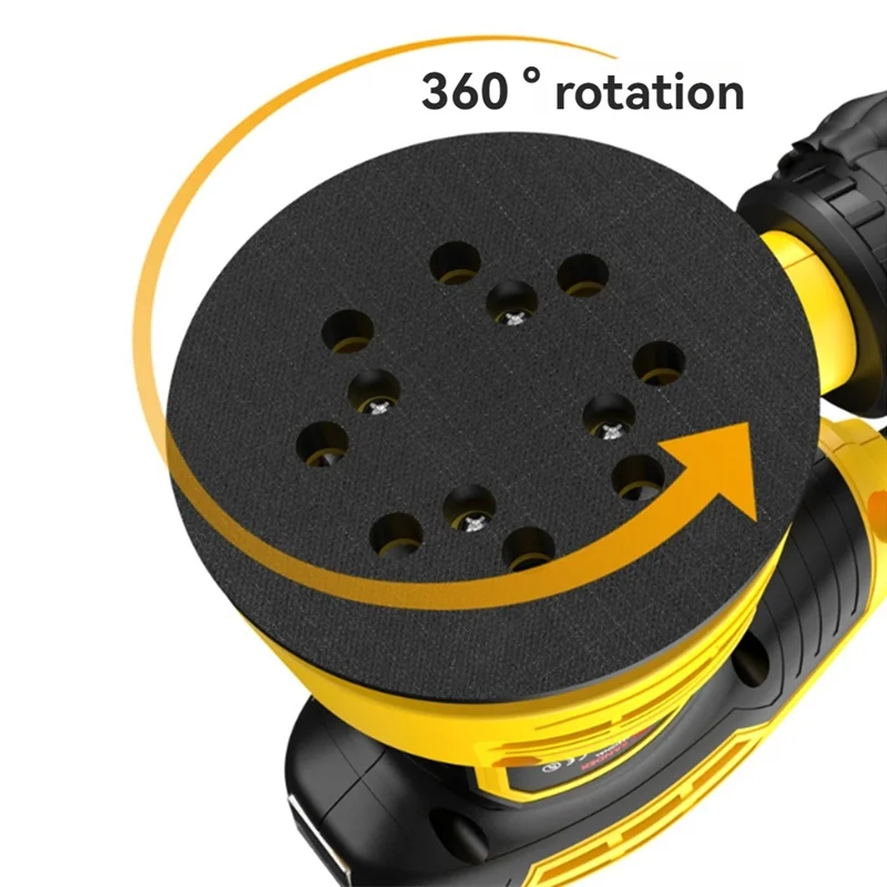 J1UL1N 5-Inch Random Orbital Sander 6 Variable Speed Sander Machine With 5Pcs Sandpapers For Woodworking EU Plug