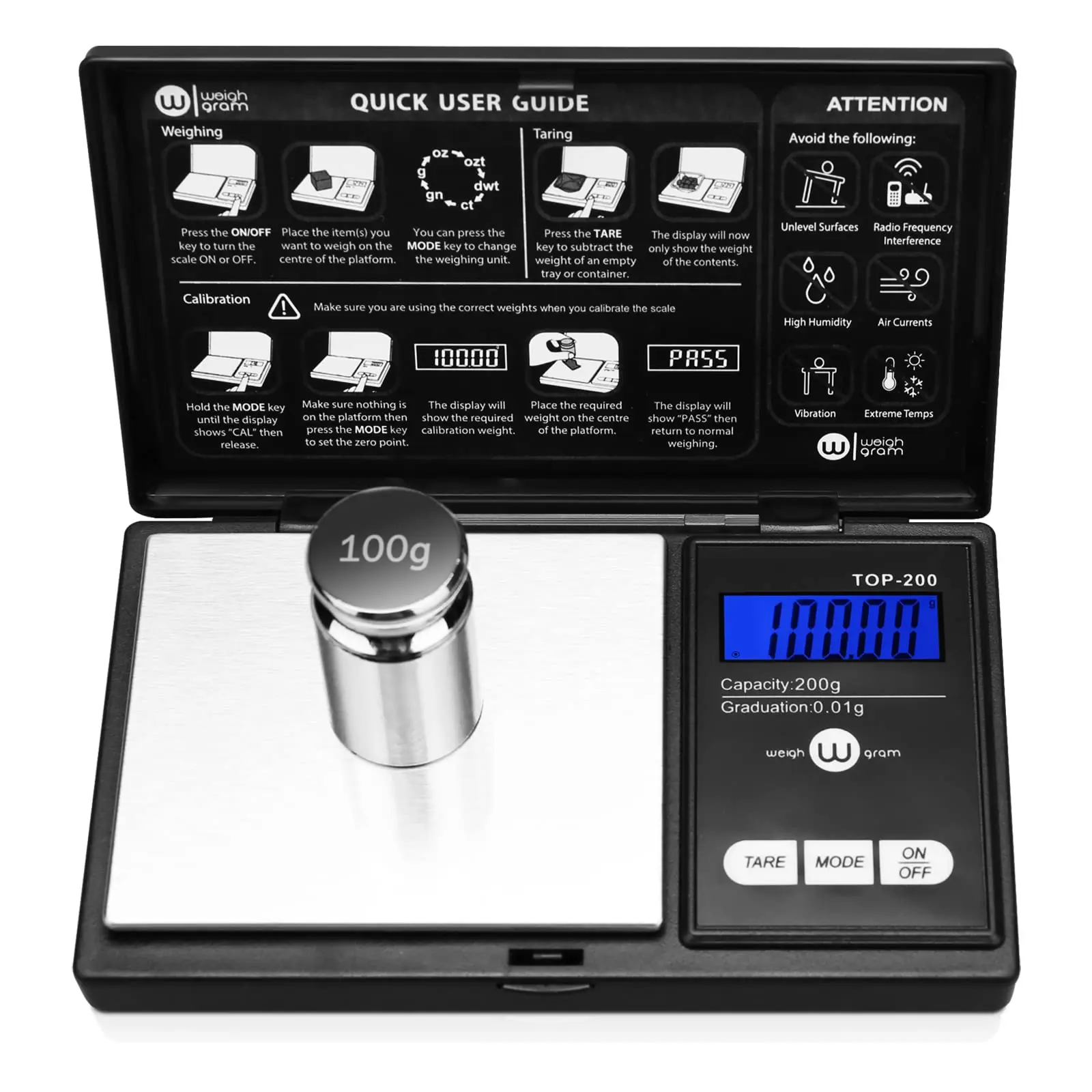 

Mini Digital Scale And High Precision 0,1g Up To 500g, Kitchen Scale Jewelry Carat Powder Scale with Back-Lit LCD Display