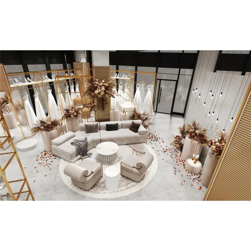 （customized）Customized Bridal Ideas Boutique Dignified Wedding Store Furniture WithDesign Wedding Dress Shop Display