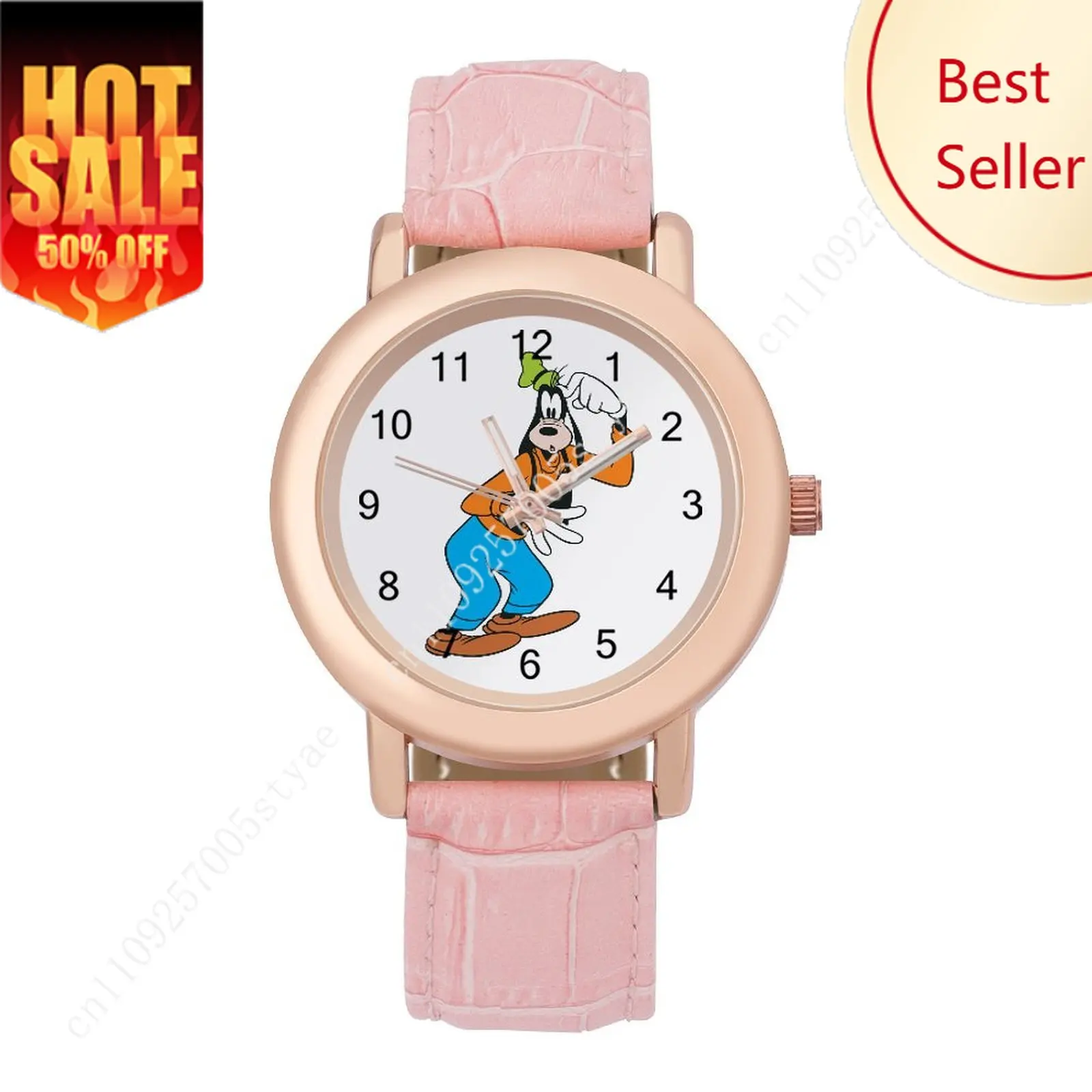 

Goofy Women Leather Strap Watch Disney Cartoon Custom Watch Personalized Your Own Design Holiday Birthday Anniversarie