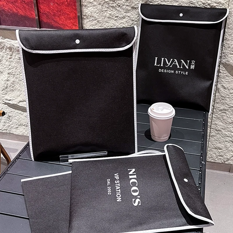 50Pcs Non Woven Bags with Buttons Shopping Bags Promotional Recyclable Bags Tote Gift Bags Custom Printing Logo Free Design - view 3
