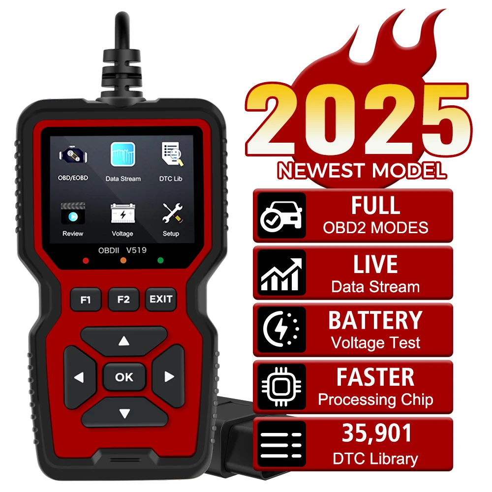 

Обнаружение напряжения аккумулятора Дані чтения неисправностей двигателя Автомобильный прибор для диагностики неисправностей V519 Elm327 Сканер OBD2
