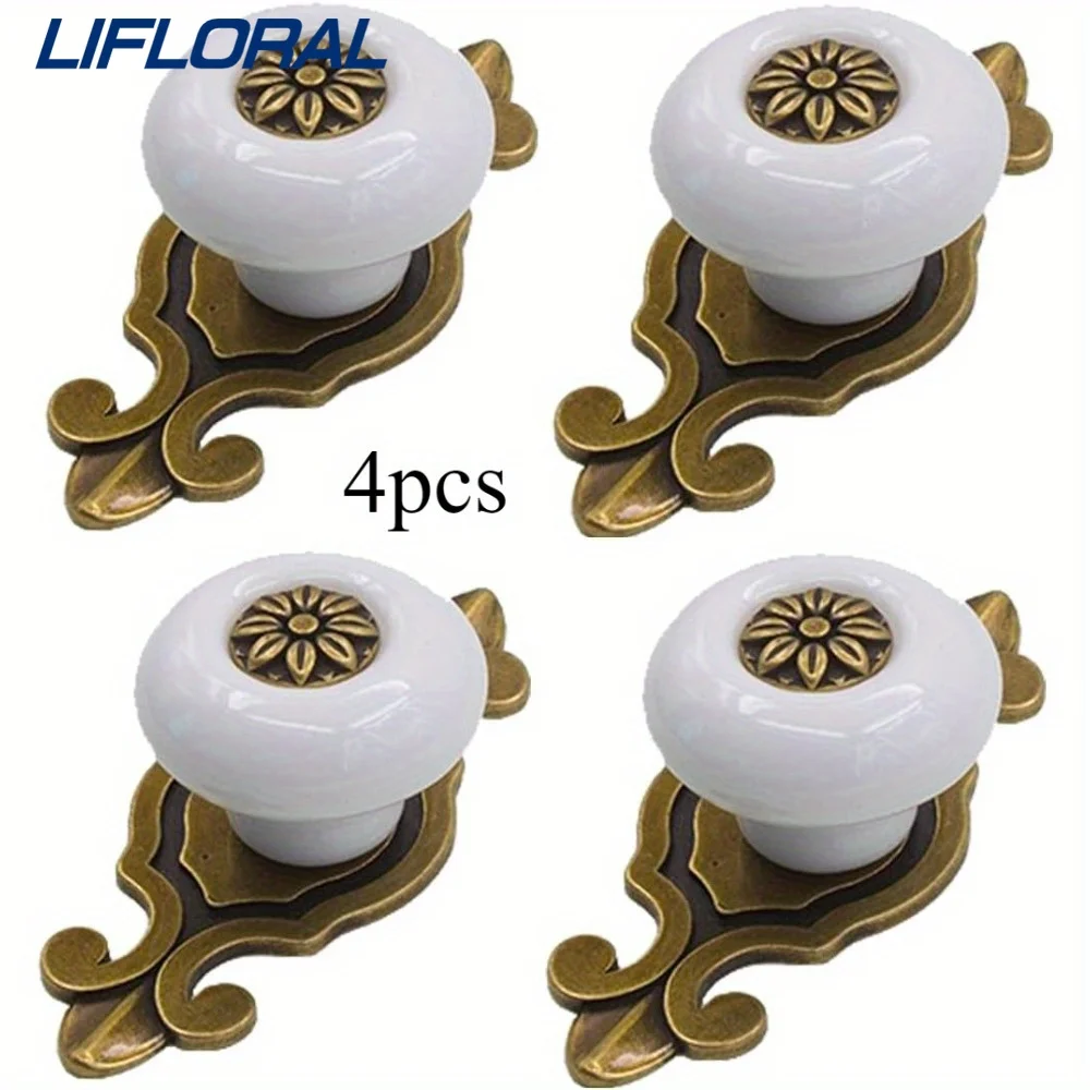 

Retro Ceramic Cabinet Knobs Antique Dresser Knobs Backplate Drawer Pull Handles for Kitchen/Dresser Drawer/Cupboard/Wardrobe