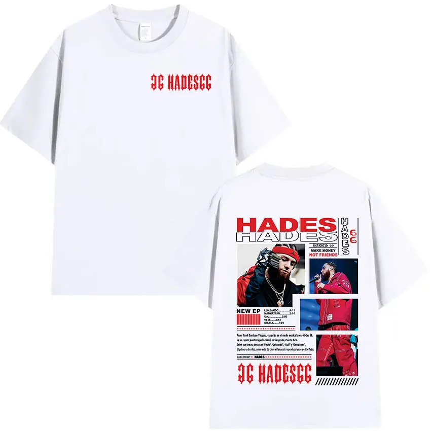 Rapper Hades 66 Make Money Not Friends 2025 Tour Graphic Tee Shirt Men's Retro Punk Oversized Cotton T-shirts Hip Hop Streetwear