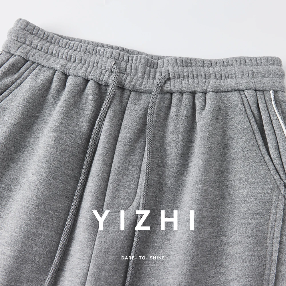 

430g Wool Blend Plus Velvet Casual Pants Soft Mulberry Silk Loose Straight Pants Men's Winter Outdoor Sports Warm Sweatpants