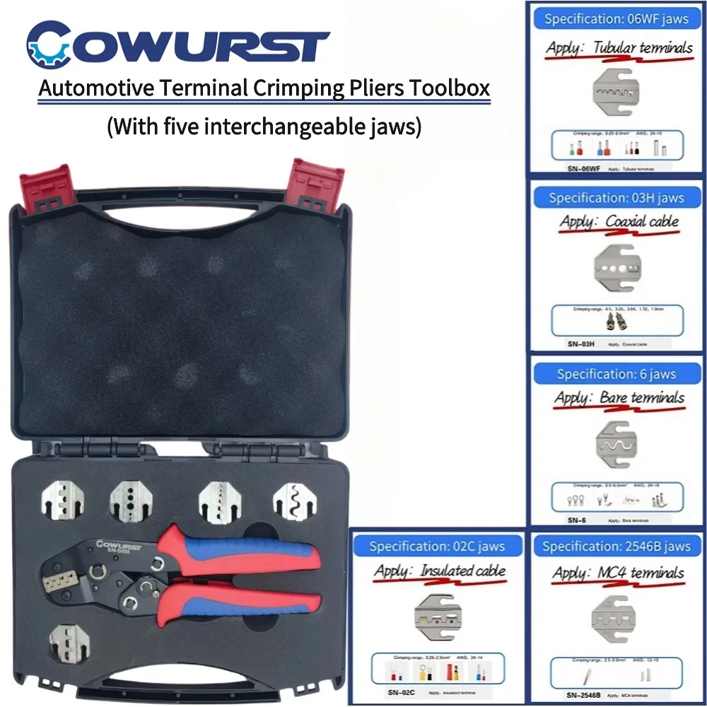 Pinza per crimpare terminali automobilistici SN-58B Cassetta degli attrezzi con impugnatura antiscivolo, adatta per molteplici specifiche dei terminali