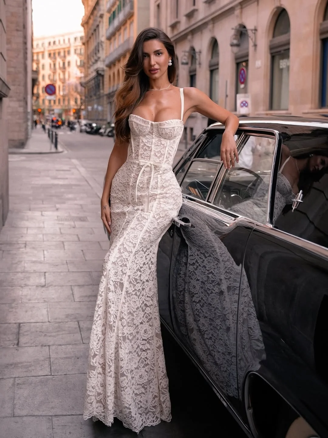 MD 2025 Customized Exquisite Lace Mermaid Wedding Dress Ribbon Illusion Spaghetti Strap Sleeveless Bridal Gown Robe De Mariée