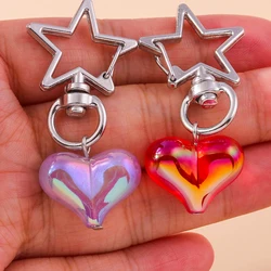 Cute Glitter Love Heart Keychain Star Key Ring Pendants for Car Key Holder Handbag Decor Charms DIY Key Chain Jewelry Gifts