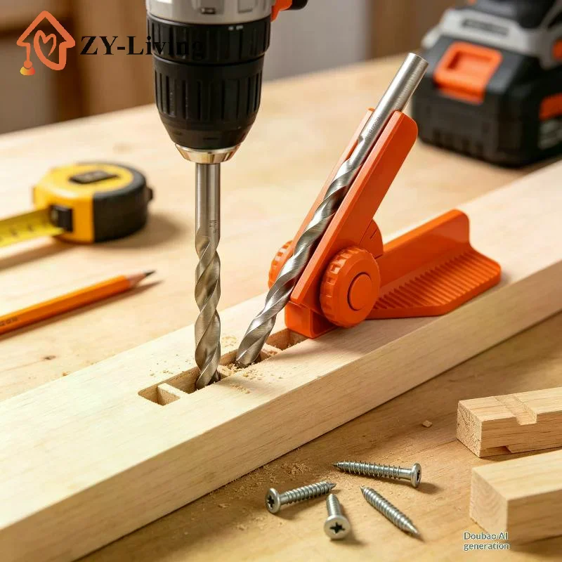 5-Angle Adjustable Drill Guide 0°30°45°60°90° Precision Positioning Drill Jig 3 Length Replaceable Portable Woodworking DIY Tool