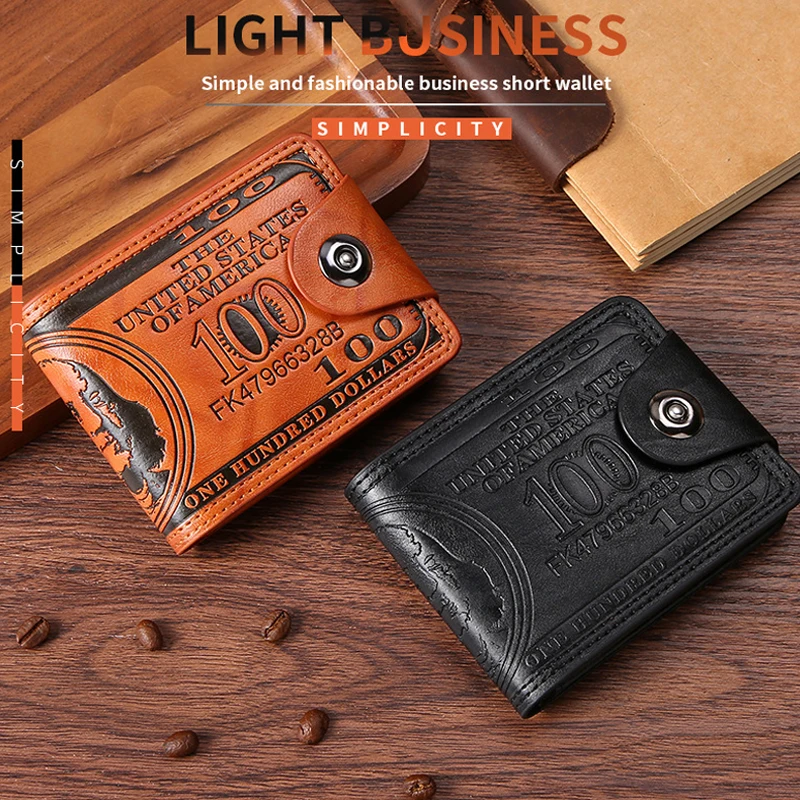 محفظة INEYES للرجال بتصميم فاتورة الدولار من جلد البولي يوريثان رفيعة ثنائية الطي مع إغلاق مغناطيسي ونافذة الهوية وحامل أموال للجيب الأمامي