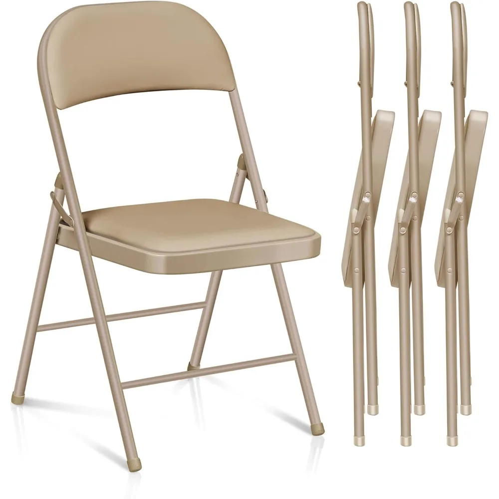 

Folding Chair with Cushion - Padded Folding Chairs Set of 4, Black Metal Folding Chairs with Padded Seats for Events Office Wedd