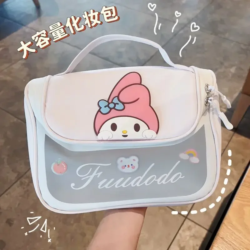 

Sanrio Cinnamoroll Anime Sweet Large Capacity Makeup Bag Cute Cartoon Kawaii My Melody Waterproof Storage Case Ins Girls Gifts