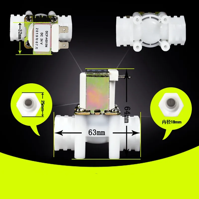 1PC valvola a solenoide di Plastica DN15 G1/2 "Filetto Femmina DC 12V DC 24V AC 220V NO NC Acqua di Scarico Della Valvola Senza Controllo/funzione di Filtro