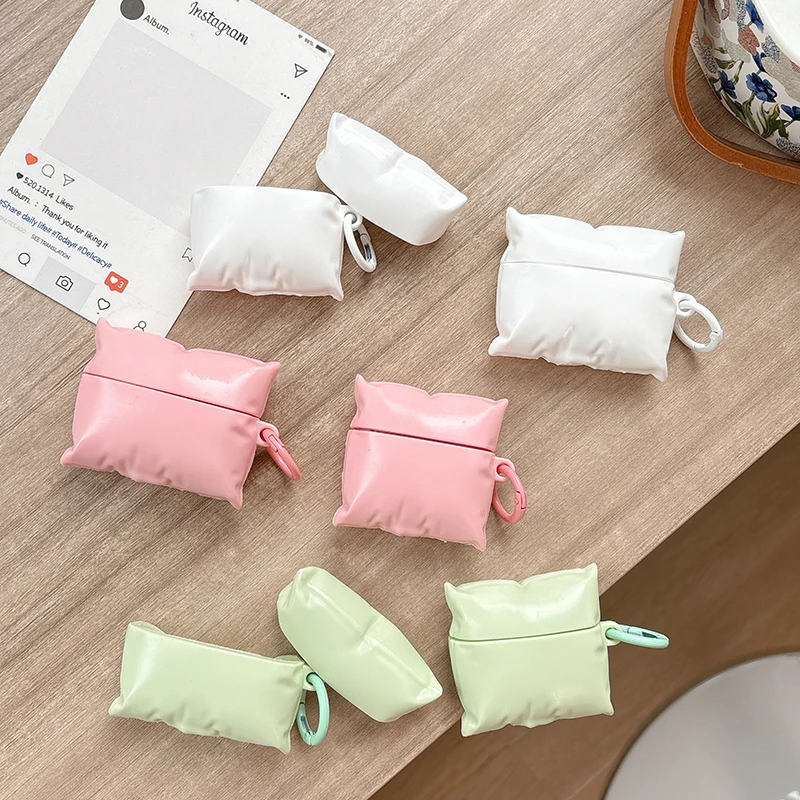 For AirPods Pro2 4 3 2 1 Pro Earphone Case 3D Colorful Pillow Silicone Protective With Pendant Headphone Box Cover