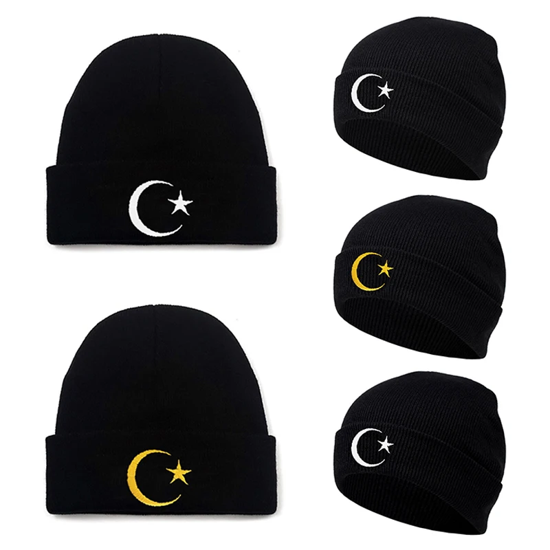 2025 جديد عصري الإبداعية محبوك قبعة القمر ستار المطرزة قبعة فول الترفيه في الهواء الطلق اليومية يندبروف قبعة تدفئة قبعة بلا حدود #1