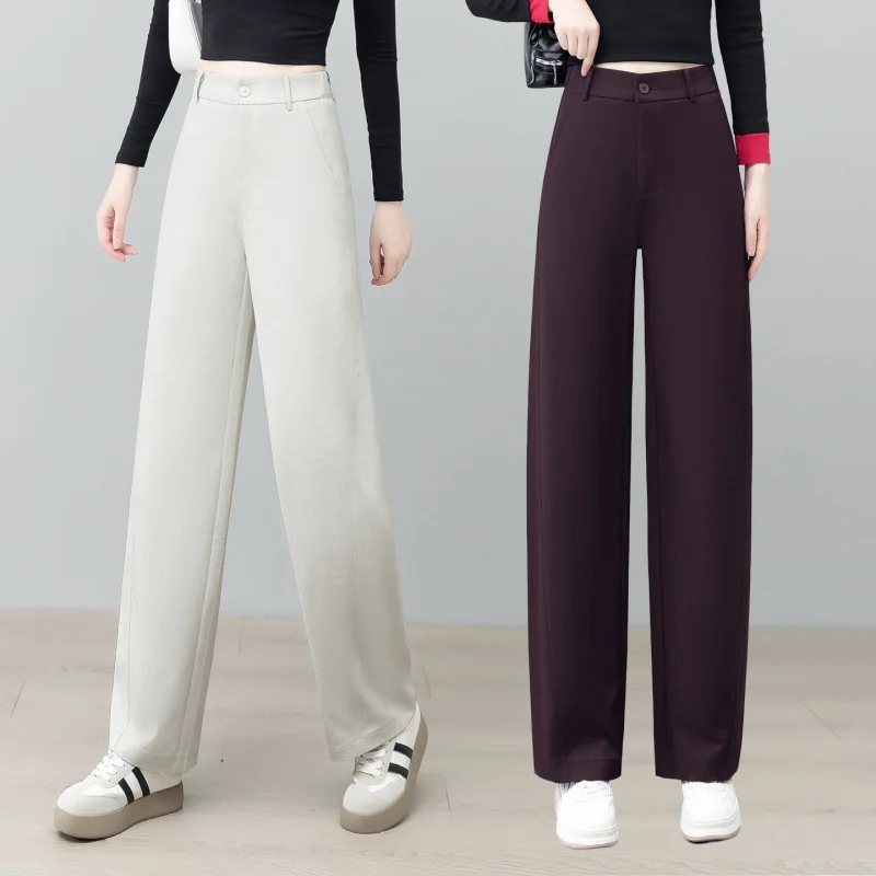 

Модные элегантные универсальные широкие брюки для женщин, осенний новый стиль, утягивающие драпированные брюки Scimitar с высокой талией