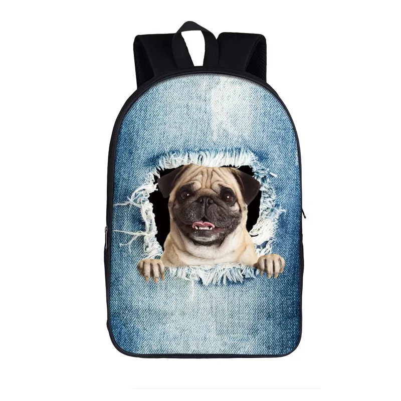 Ransel anjing kucing lucu tas sekolah remaja tas punggung kreatif saku anjing Husky Pug tas penyimpanan kapasitas besar tas punggung anak laki-laki perempuan tas buku