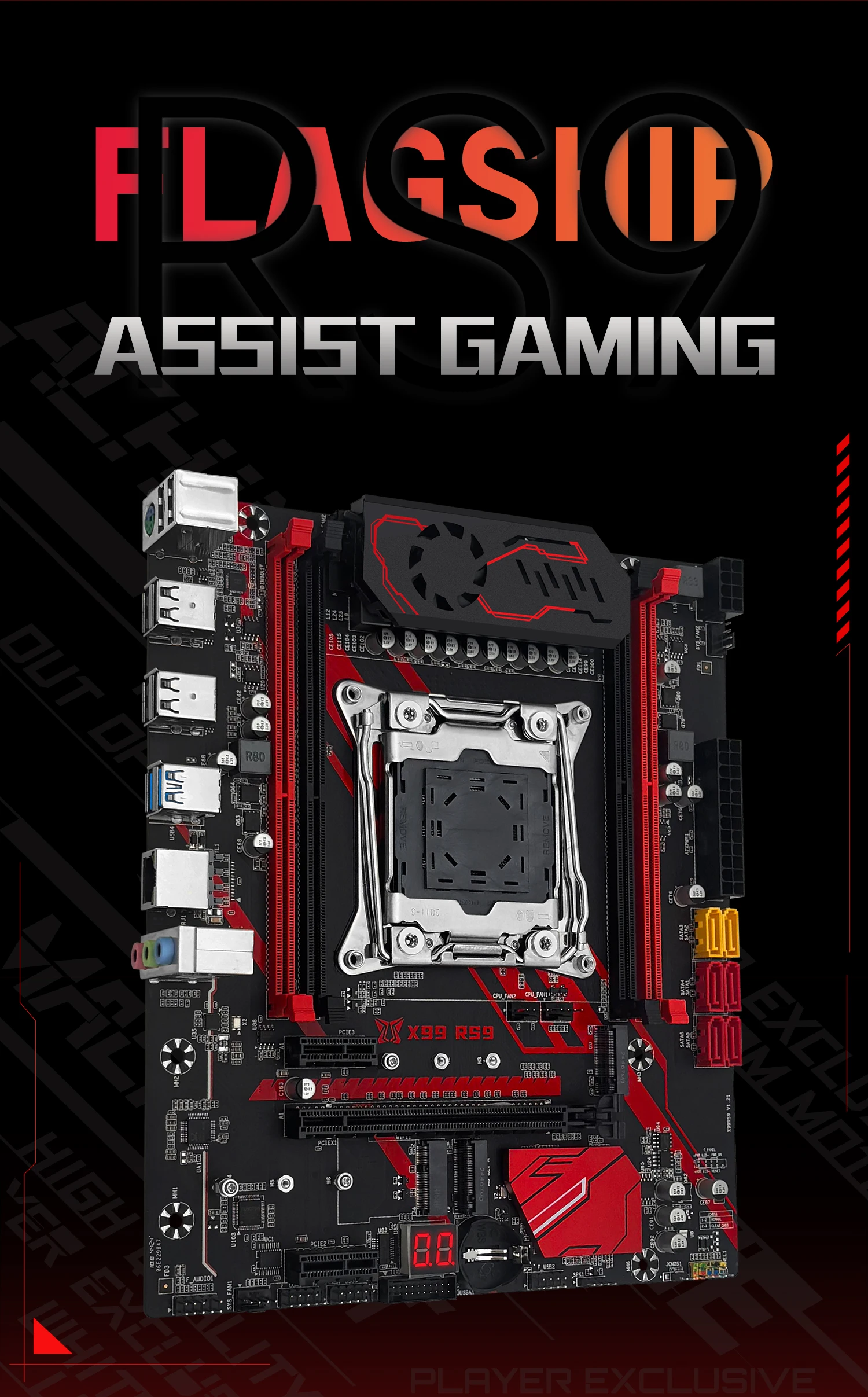 X99 Dual Socket Desktop Motherboard, DDR4 PCI-E SATA3.0 RJ45 NVME M.2 I/O PS /2 E5CPU ATX Gaming Motherboard with Iron Plate and PIN Cable