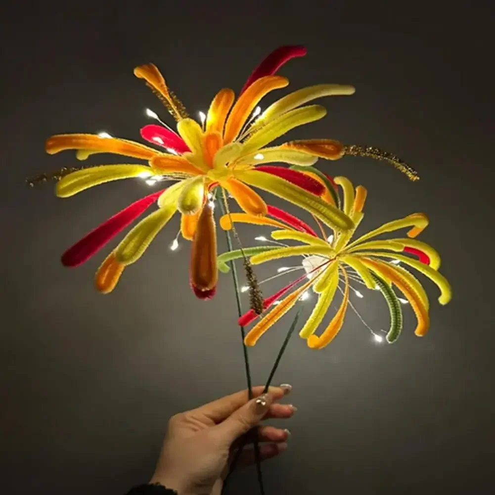 Nieuwjaar Decor DIY Kleurrijke Fuzzy Twisting Stick Vuurwerk Materiaal Set Chenille Stengels Pijp Decoratie Valentijnsdag Cadeau