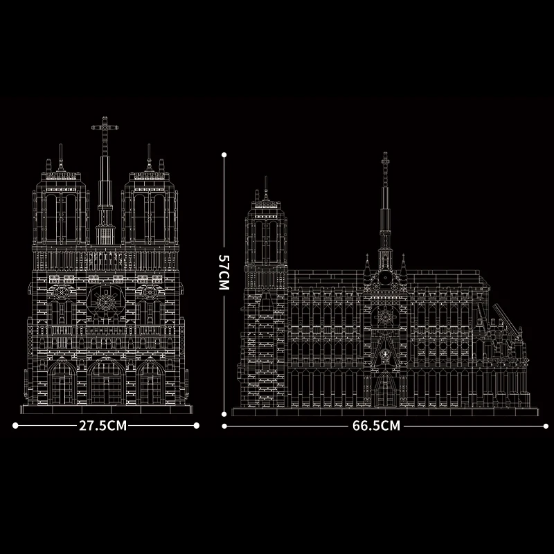 IN STOCK 66016 MOC Notre-Dame Cathedral in Paris Construction Building Blocks Bricks Model Toys for Boys Christmas Gift Set