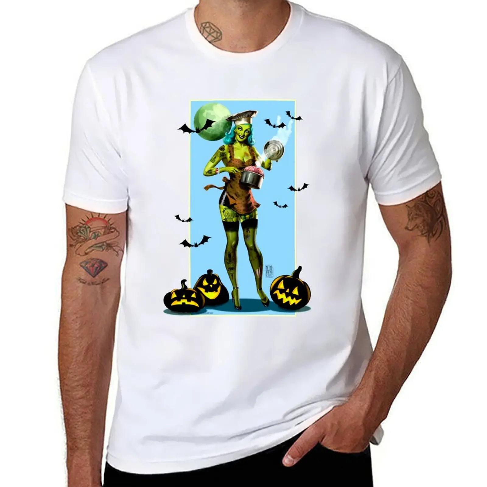 

Metro&medio Designs - Kiss the zombie cook T-Shirt cotton t shirts high quality t shirts for man cotton funny T-Shirt