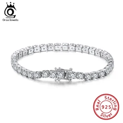 ORSA JEWELS 2mm 3mm 4mm Zirconia Tennis Bracelet for Women Mens 925 Silver Unique Buckle Punk Style Bracelets Jewelry SB95