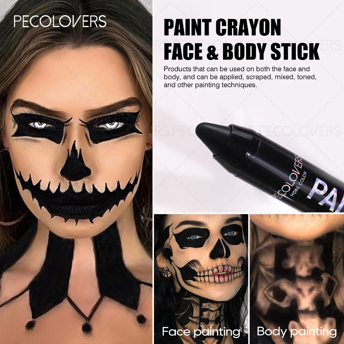 ปากกาเพ้นท์ตัวหลากสี 1 ชิ้น, เพ้นท์หน้า, การแสดงสีสูง, การเลือกสีหลากหลาย, เหมาะสำหรับการแต่งหน้าหลากหลายรูปแบบ