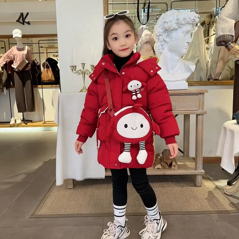 

Girls Jackets Kids Thicken Warm Outerwear Fashion Hooded Coats Teens 2024 New Cotton Overcoat Winter Casual Parkas 8 10 12 Years