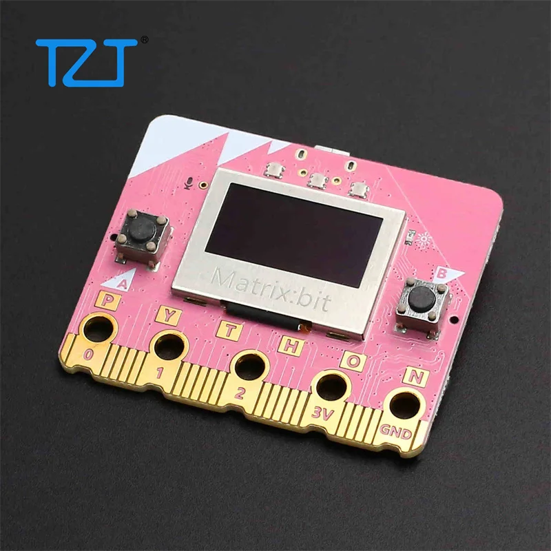 TZT Matrix:bit V2.0 Development Board Programming Control Board (Black/Pink w/ Micro USB/Type-C Port) + Data Cable