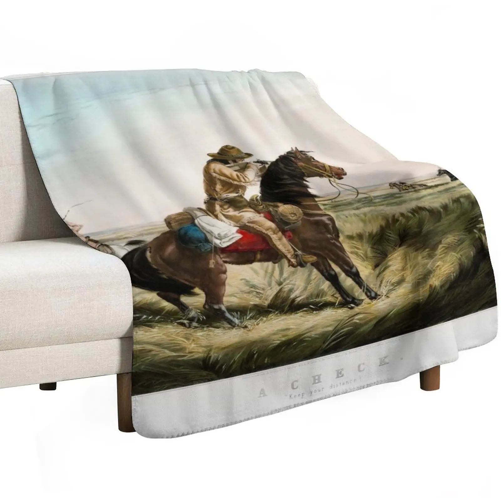 A Check - Keep Your Distance - Wild West - 1853 Throw Blanket Beautifuls Stuffeds Retros christmas gifts anime Soft Blankets