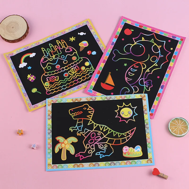 1-20pcs Scratch Paper Art Party Favors, Rainbow Magic Scratch Off Cards, DIY Craft Kit for Kids Birthday Parties