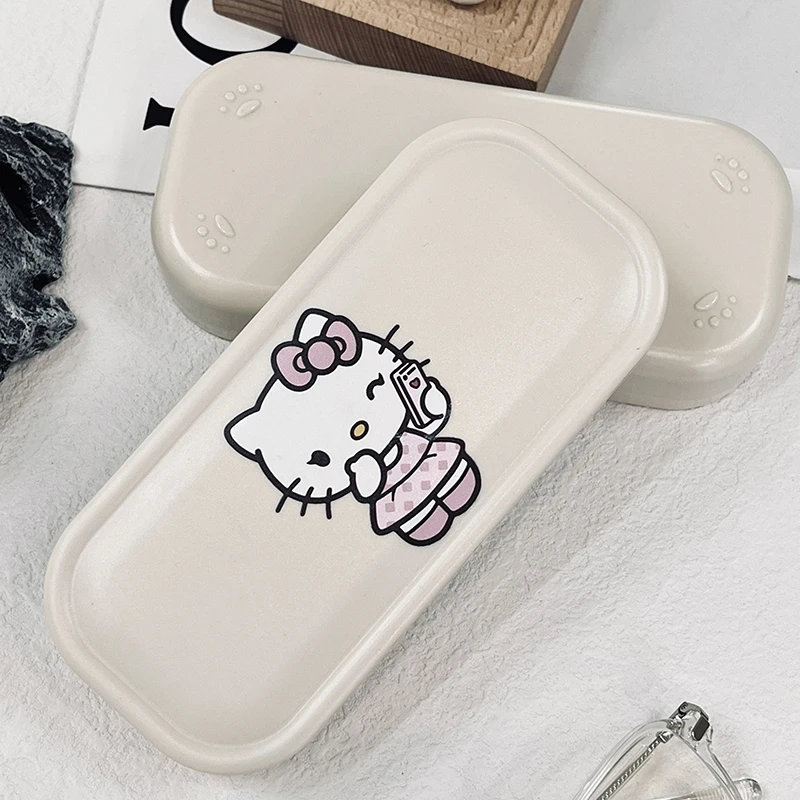 

Прозрачная пластиковая коробка для хранения очков Sanrio KT Cat, портативная защита для солнцезащитных очков от падения, аксессуары для глаз
