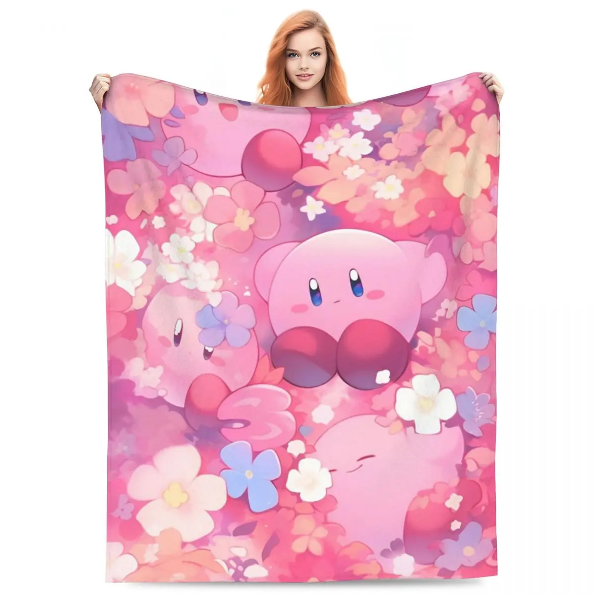 

Одеяло Kawaii Kirbys из кораллового флиса, плюшевое одеяло для видеоигр, мягкое одеяло для спальни, дивана, спальни, одеяло