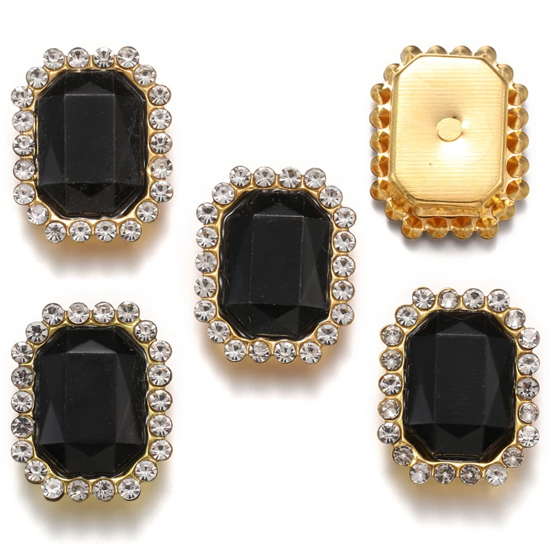 10pcs Multi-Color Resin Diamond Square Stud Earrings