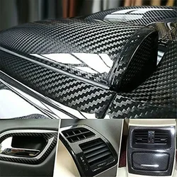 7D Carbon Fiber Car Interior Vinyl Film Decorative Sticker Anti Scratch Protective Film Universal Self Adhesive Car-Styling Trim