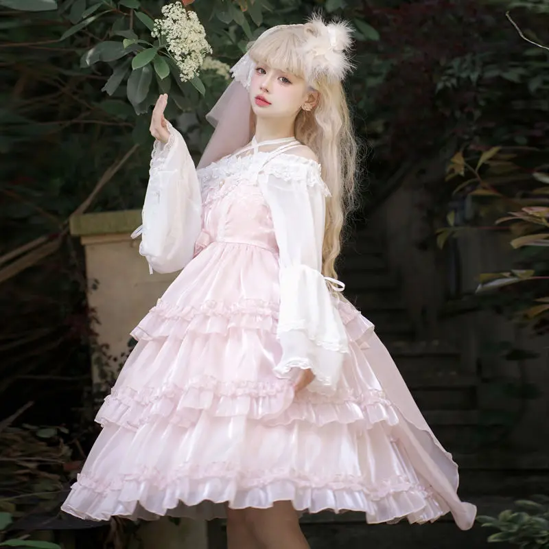 

Coalfell Starry Love Song Original Lolita Dress JSK Three Section Exquisite Cake Dress Solid Lolita elegant Sling Dress Big Tail