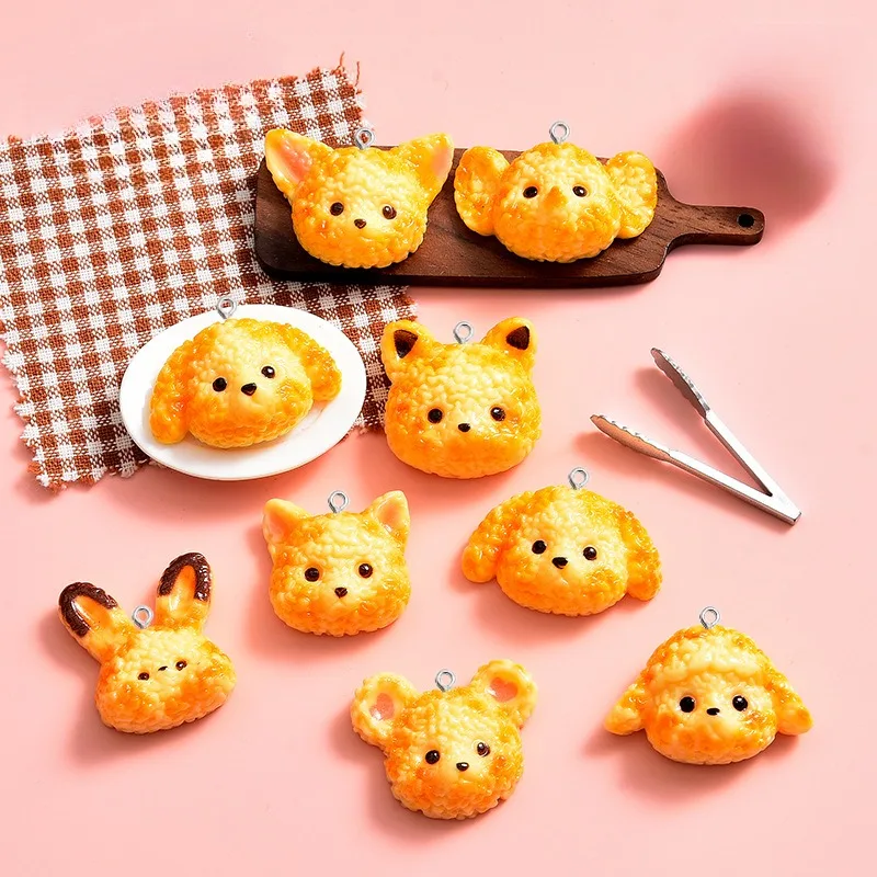 Resin Art Necklace - 10Pcs Cartoon Biscuits Dog Resin Materials