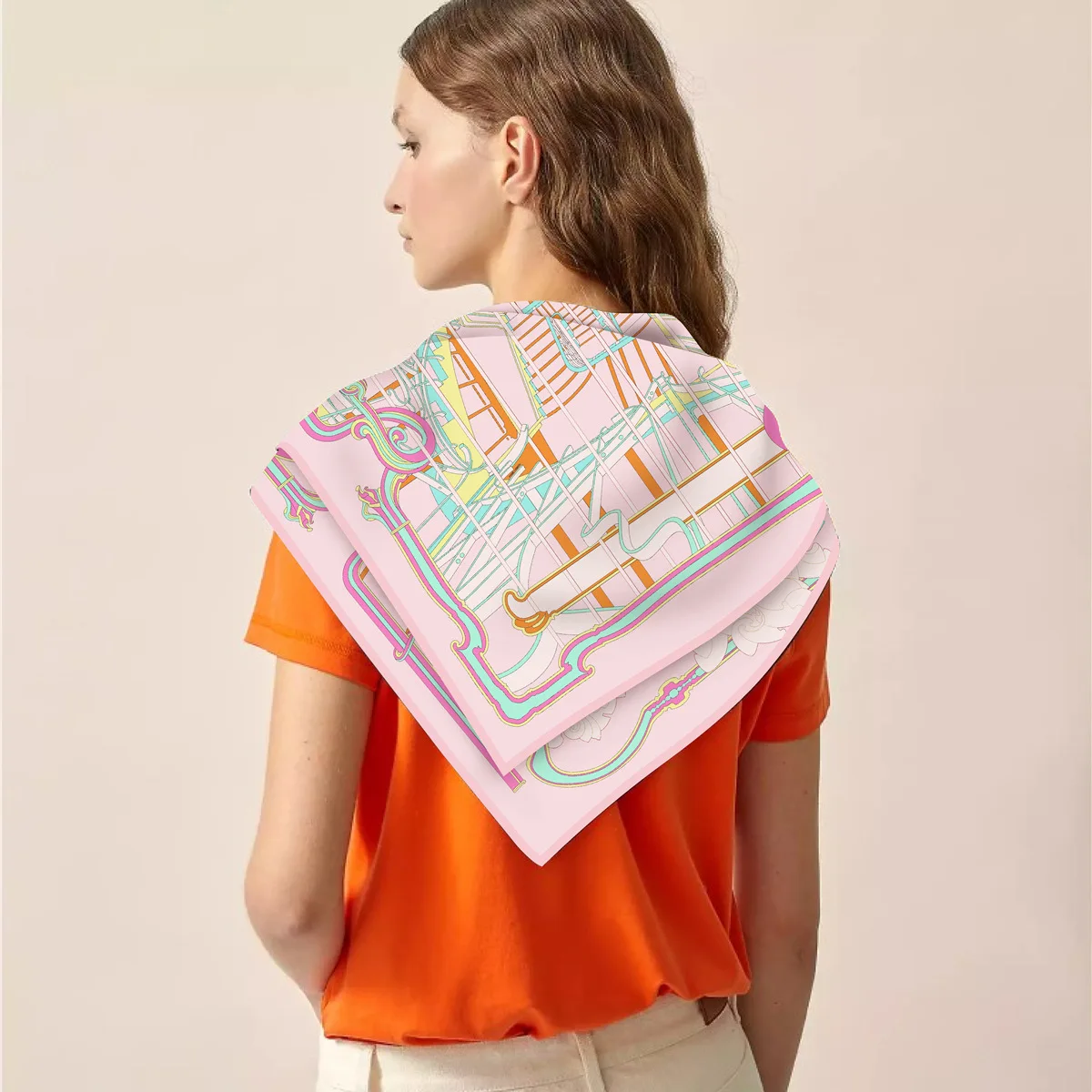 New 90cm Twill Silk Scarf Shawl Luxury Brand Belts Print Square Scarf Women Hijabs Bandana Foulard Neckerchief Head Scarves image 4