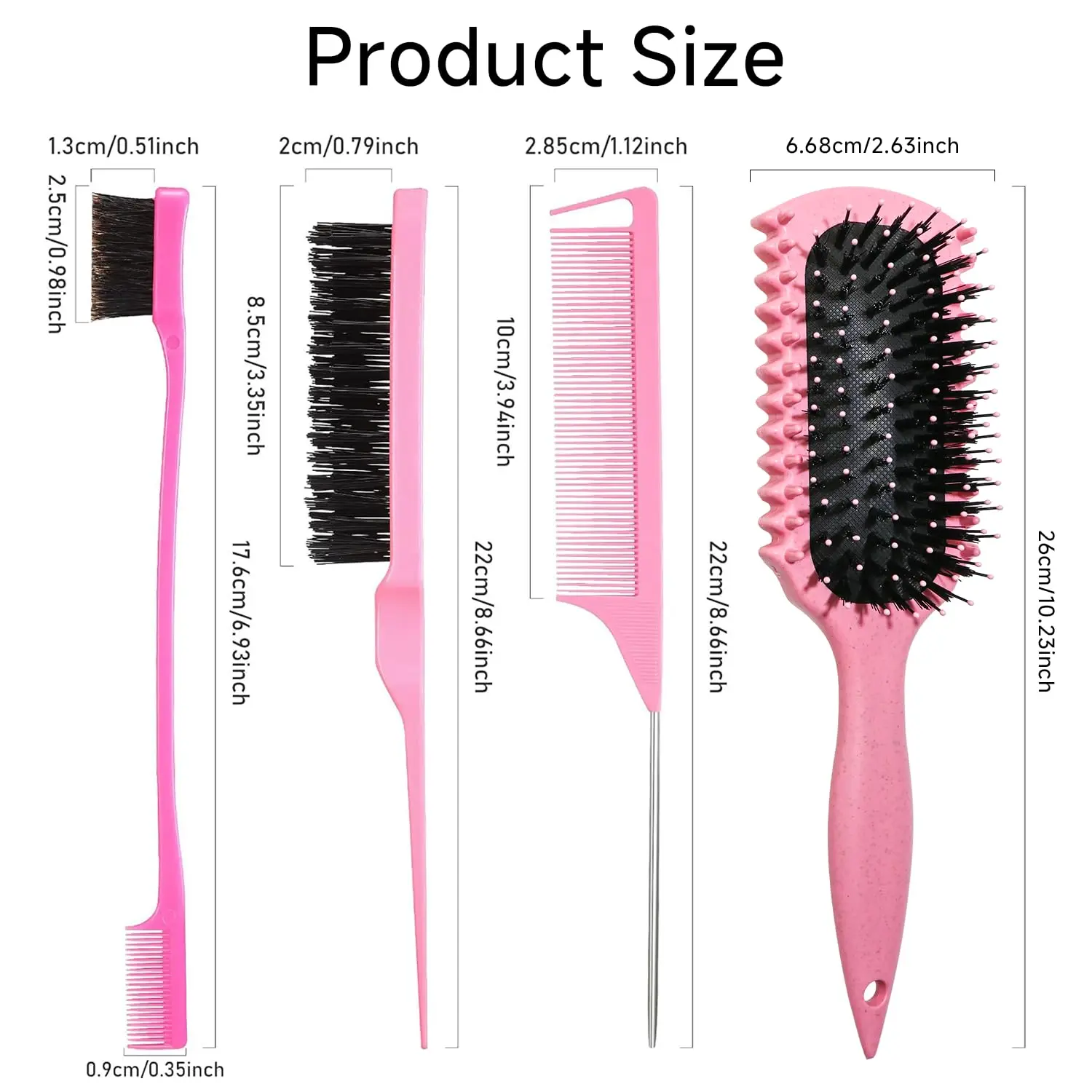 Curl Defining Brush, Curly Hair Brush Products With Slick Back Hair Brush Set Bristle Brush Edge Control Teasing Comb for women