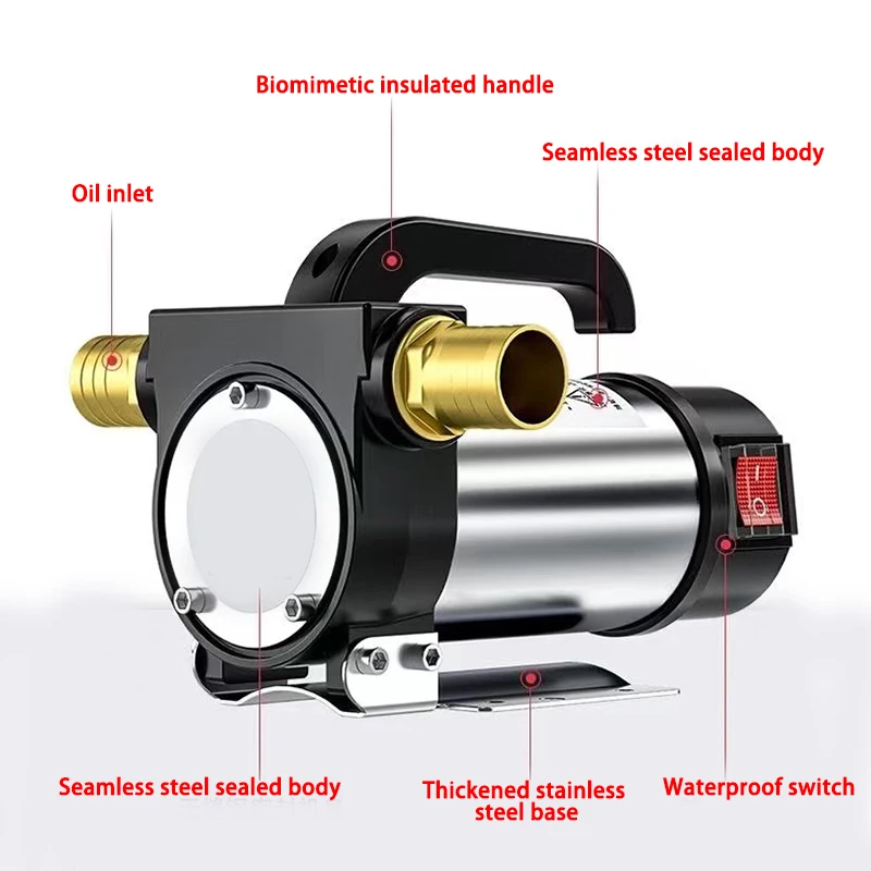 220V Electric DC 12V/24V Oil Pump Self Priming For Diesel Kerosene Transfer Fuel Oil Well Water Pump 50L/min Forward And Reverse